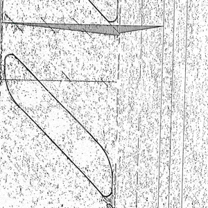 Schwarz-Weiß-Skizze einer strukturierten Wand mit geometrischen Formen, darunter sich kreuzende diagonale und vertikale Linien sowie abgerundete rechteckige Ausschnitte – die an architektonische Entwürfe erinnern, wie sie häufig von Ingenieurbüros erstellt werden.